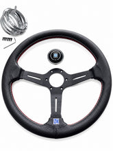 Cargar imagen en el visor de la galería, Volante Deportivo NARDI 350 mm Cóncavo Negro de Cuero Perforado
