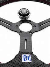 Cargar imagen en el visor de la galería, Volante Deportivo NARDI 350 mm Cóncavo Negro de Cuero Perforado
