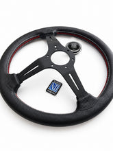 Cargar imagen en el visor de la galería, Volante Deportivo NARDI 350 mm Cóncavo Negro de Cuero Perforado

