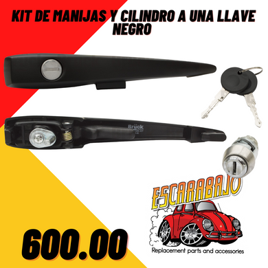 KIT DE MANIJAS Y CILINDRO A UNA LLAVE NEGRO - Escarabajo Refacciones & Accesorios